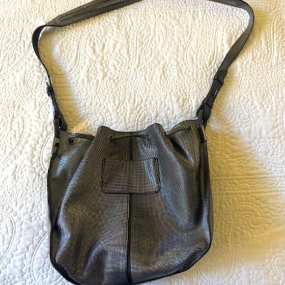 Times Arrow Handbags - Times Arrow Womens Mini Bucket Purse - Crossbody - black and silver